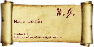 Walz Jolán névjegykártya