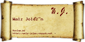 Walz Jolán névjegykártya